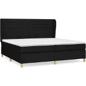 Syfax Cama box spring con colchón tela negro 200x200 cm