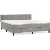 Syfax Cama box spring con colchón terciopelo gris claro 160x200 cm