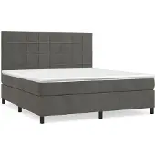 Syfax Cama box spring con colchón terciopelo gris oscuro 160x200 cm