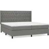 Syfax Cama box spring con colchón tela gris oscuro 200x200 cm