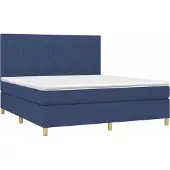 Syfax Cama box spring con colchón tela azul 180x200 cm