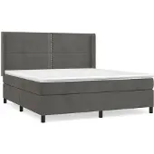 Syfax Cama box spring con colchón terciopelo gris oscuro 160x200 cm
