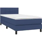 Syfax Cama box spring con colchón tela azul 90x200 cm