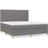 Syfax Cama box spring con colchón tela gris oscuro 160x200 cm