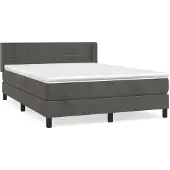 Syfax Cama box spring con colchón terciopelo gris oscuro 140x190 cm