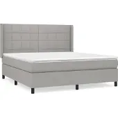 Syfax Cama box spring con colchón tela gris claro 160x200 cm