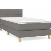 Syfax Cama box spring con colchón tela gris oscuro 100x200 cm