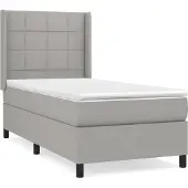 Syfax Cama box spring con colchón tela gris claro 100x200 cm