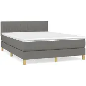 Syfax Cama box spring con colchón tela gris oscuro 140x200 cm