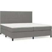 Syfax Cama box spring con colchón tela gris oscuro 200x200 cm