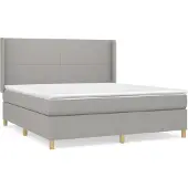 Syfax Cama box spring con colchón tela gris claro 160x200 cm