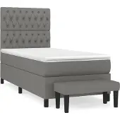 Syfax Cama box spring con colchón tela gris oscuro 90x200 cm
