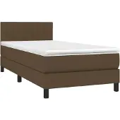 Syfax Cama box spring con colchón tela marrón oscuro 80x200 cm