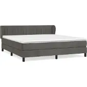 Syfax Cama box spring con colchón terciopelo gris oscuro 180x200 cm