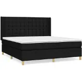 Syfax Cama box spring con colchón tela negro 180x200 cm