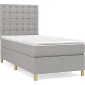 Syfax Cama box spring con colchón tela gris claro 100x200 cm