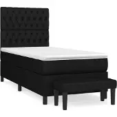 Syfax Cama box spring con colchón tela negro 90x200 cm