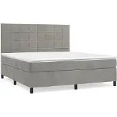 Syfax Cama box spring con colchón terciopelo gris claro 180x200 cm