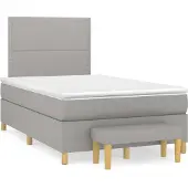 Syfax Cama box spring con colchón tela gris claro 120x200 cm