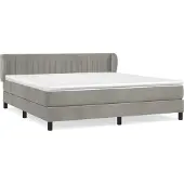 Syfax Cama box spring con colchón terciopelo gris claro 160x200 cm