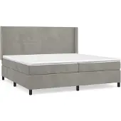 Syfax Cama box spring con colchón terciopelo gris claro 200x200 cm