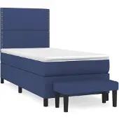 Syfax Cama box spring con colchón tela azul 90x200 cm
