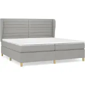 Syfax Cama box spring con colchón tela gris claro 200x200 cm