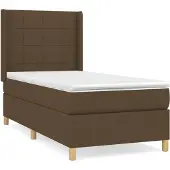 Syfax Cama box spring con colchón tela marrón oscuro 100x200 cm