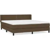 Syfax Cama box spring con colchón tela marrón oscuro 180x200 cm