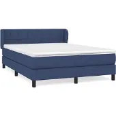 Syfax Cama box spring con colchón tela azul 140x200 cm