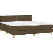 Syfax Cama box spring con colchón tela marrón oscuro 180x200 cm