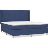 Syfax Cama box spring con colchón tela azul 160x200 cm