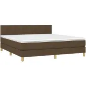 Syfax Cama box spring con colchón tela marrón oscuro 160x200 cm
