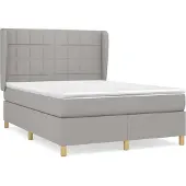 Syfax Cama box spring con colchón tela gris claro 140x190 cm