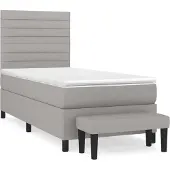 Syfax Cama box spring con colchón tela gris claro 90x200 cm