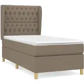 Syfax Cama box spring con colchón tela gris taupe 100x200 cm