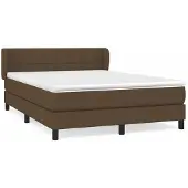 Syfax Cama box spring con colchón tela marrón oscuro 140x200 cm