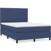 Syfax Cama box spring con colchón tela azul 140x200 cm