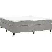 Syfax Cama box spring con colchón terciopelo gris claro 200x200 cm
