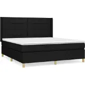 Syfax Cama box spring con colchón tela negro 180x200 cm