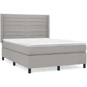 Syfax Cama box spring con colchón tela gris claro 140x190 cm