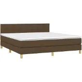 Syfax Cama box spring con colchón tela marrón oscuro 180x200 cm