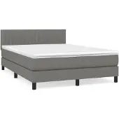 Syfax Cama box spring con colchón tela gris oscuro 140x200 cm