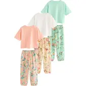 Next Pijama verde claro / naranja / offwhite