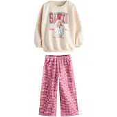 Next Pijama 'Santa' beige claro / rosa oscuro / rojo / blanco