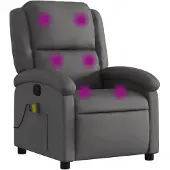 vidaXL : Sillón de masaje, sillón relax, cuero genuino, gris