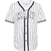 Karl kani Camiseta De Manga Corta Con Cuello Pico Serif Pinstripe Baseball
