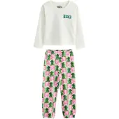 Next Pijama 'Wicked' verde oscuro / altrosa / rosa claro / blanco