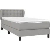 Syfax Cama box spring con colchón tela gris claro 100x200 cm