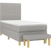 Syfax Cama box spring con colchón tela gris claro 90x200 cm